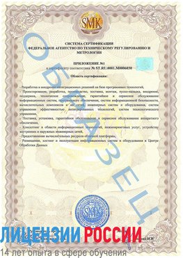 Образец сертификата соответствия (приложение) Звенигород Сертификат ISO 27001